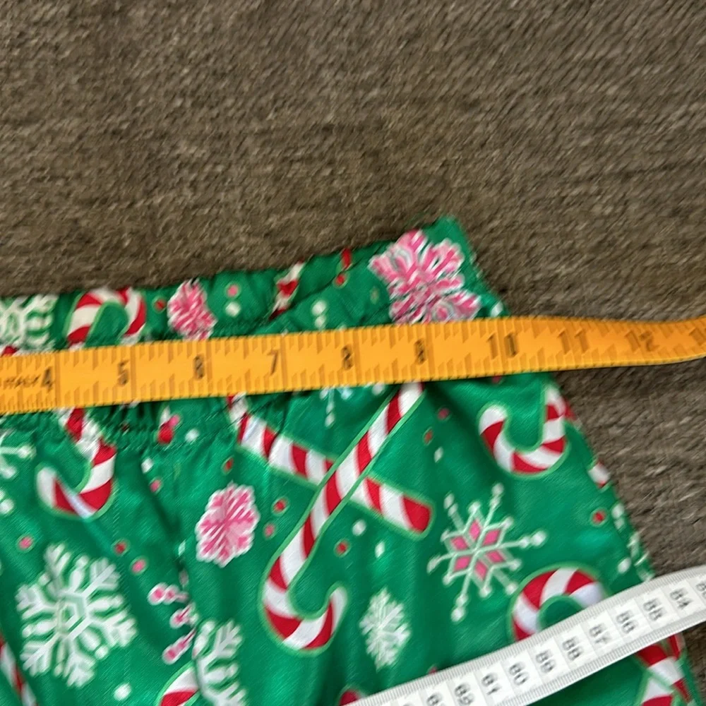 Justice Girls Holiday Green Red Candy Cane Silky pajama Pants and Top Size 6 / 7